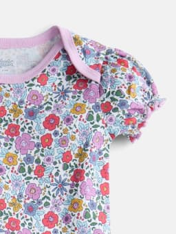 Wonder Nation Baby Girls' Graphic Cotton Bodysuit with Short Puff Sleeves, Sizes 0M-24M - Thumbnail 2