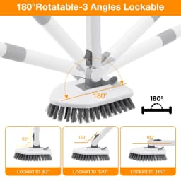 YEERSWAG Shower Cleaning Brush with 46" Extendable Long Handle, 4-in-1 Tub & Tile Scrubber, 180° Locking Swivel Head, Stiff Bristle Brush, 2 Scouring - Thumbnail 3