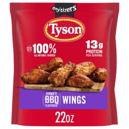 Tyson Any'tizers Honey BBQ Flavored Bone In Chicken Wings, 22 oz (Frozen, Fully Cooked) - Thumbnail 1