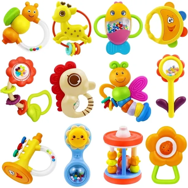 Moontoy 12PCS Baby Rattles for Babies 0 6 Months
