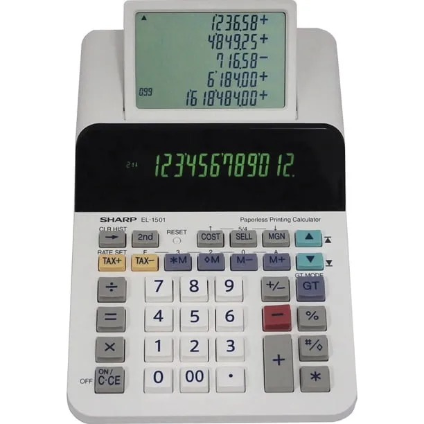 Sharp El 1501 Paperless Printing Calculator White