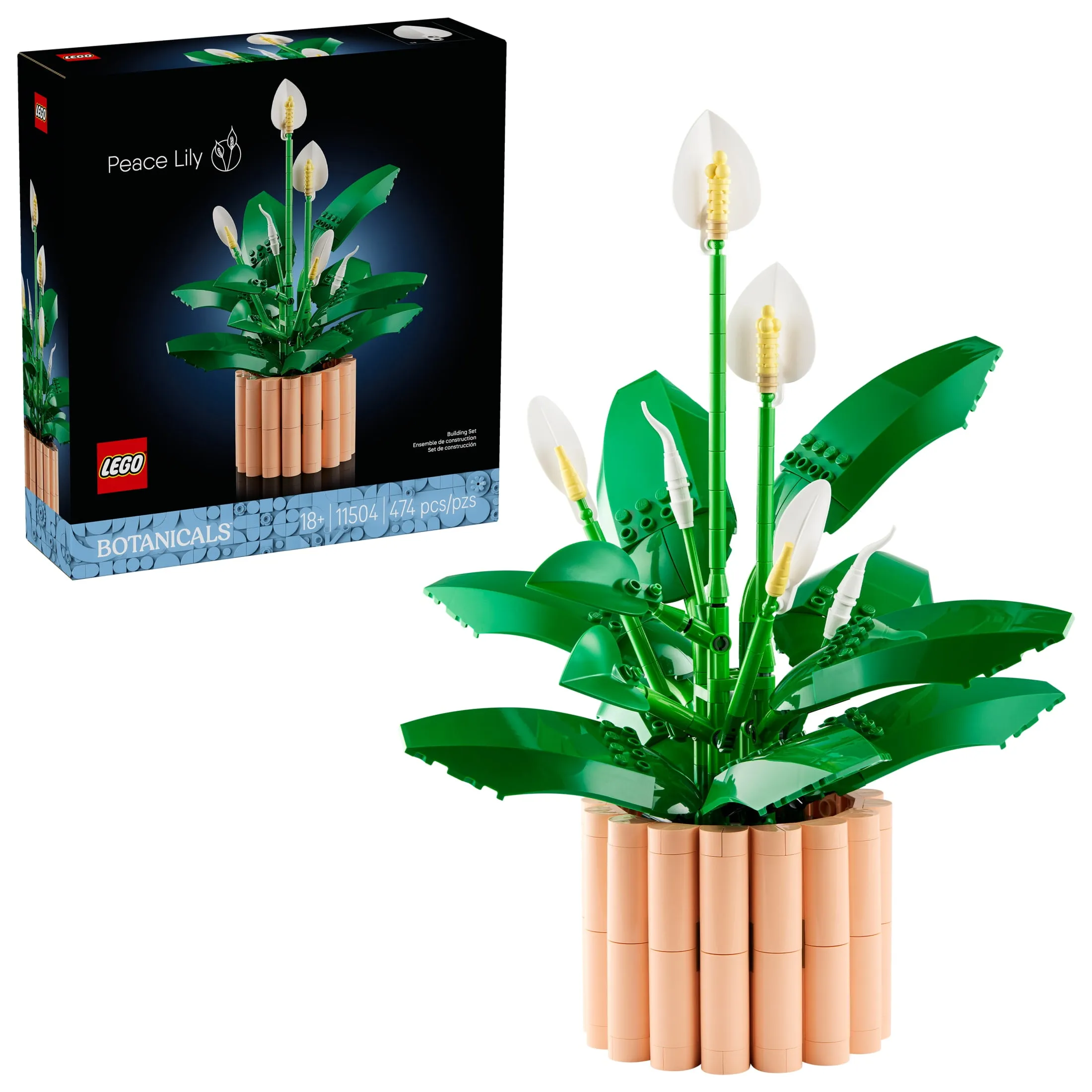 LEGO Botanicals Peace Lily Flower Building Set for Adults - DIY Bedroom, Book Shelf & Office Decor for Women & Men, Ages