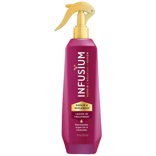 Infusium Repair & Replenish Leave-in Treatment Spray for All Hair Types, with Niacinamide, Argan Oil & Ceramides, 13 fl 