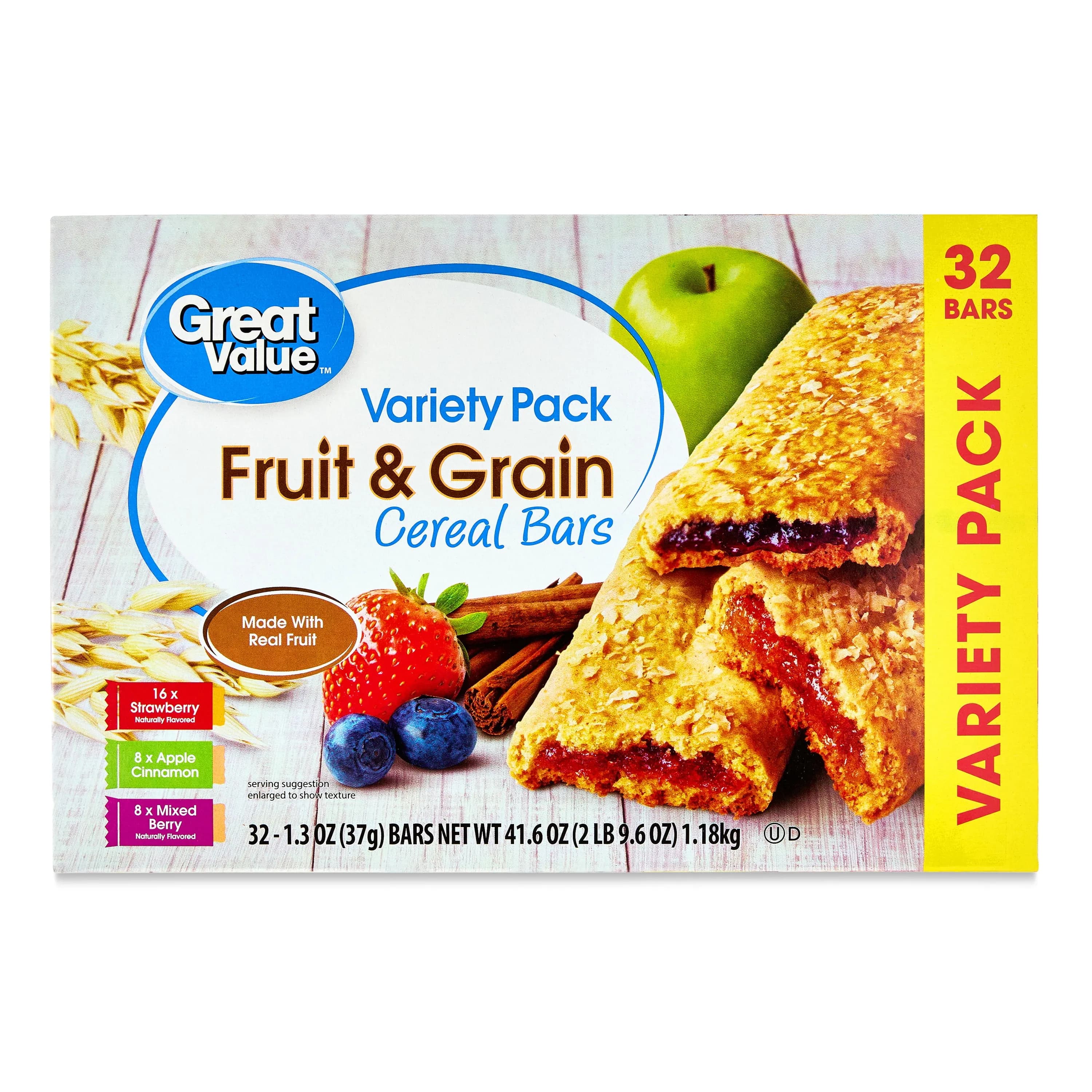 Great Value Fruit and Grain Cereal Bars Variety