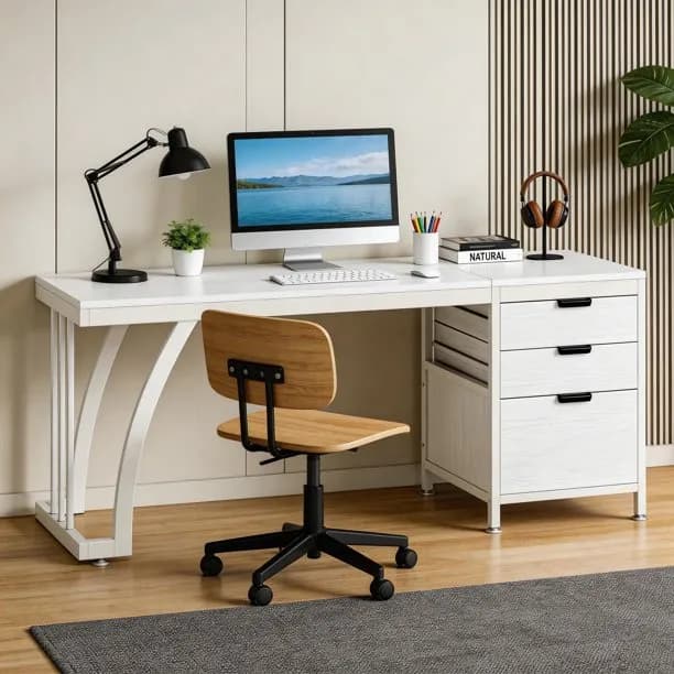 59 Inch Computer Desk With 3 Drawers Reversible Drawers Industrial PC Desk File Storage Study Writing Table Workstation