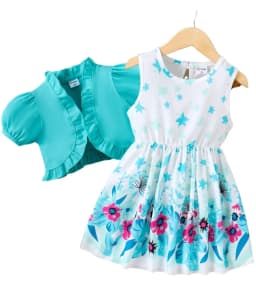 Patpat Floral Girl Dress Toddler Girl Clothes 2PCS - Thumbnail 1