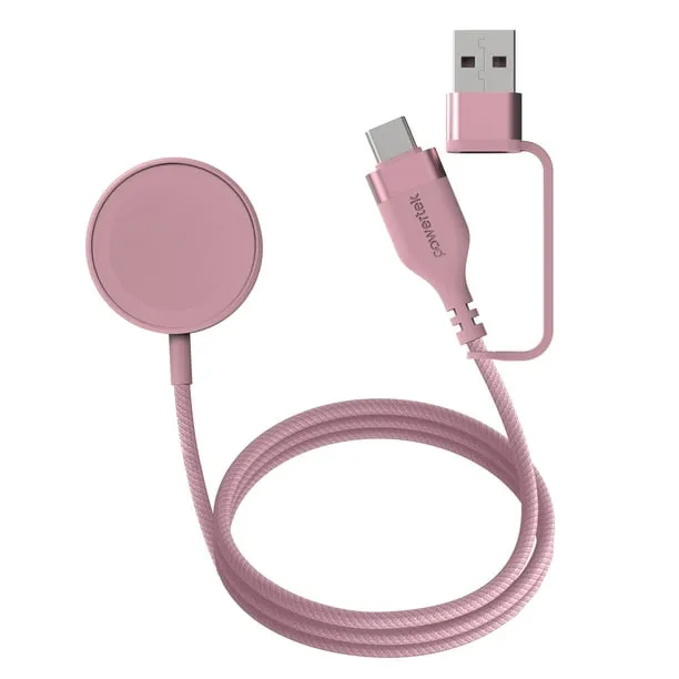 Powertek Nylon Braided Watch Charger Pink