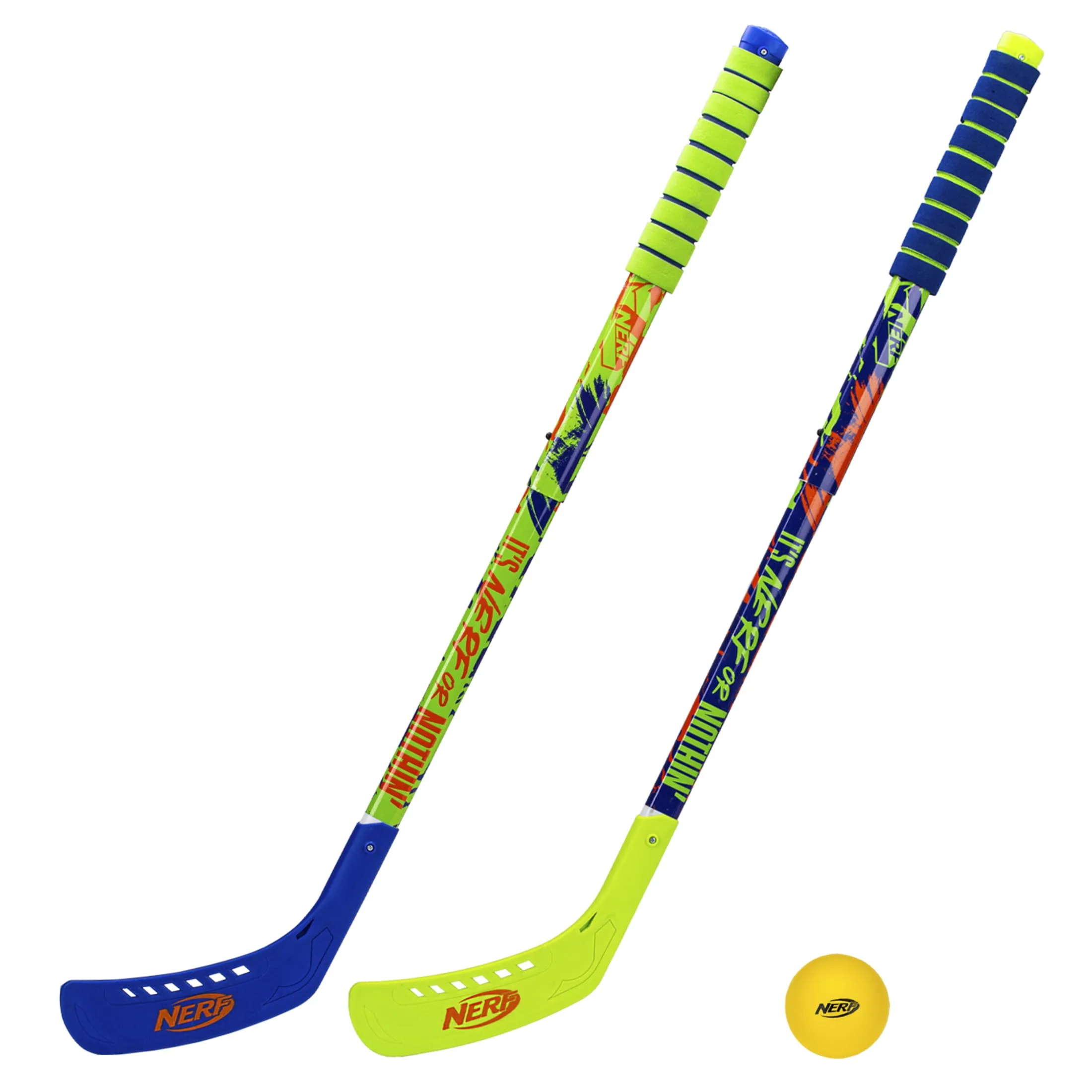 NERF Proshot Kids Hockey Sticks + Ball Set - 2 Player Youth Indoor + Outdoor NERF Hockey Set - 2 in 1 Knee + Floor
