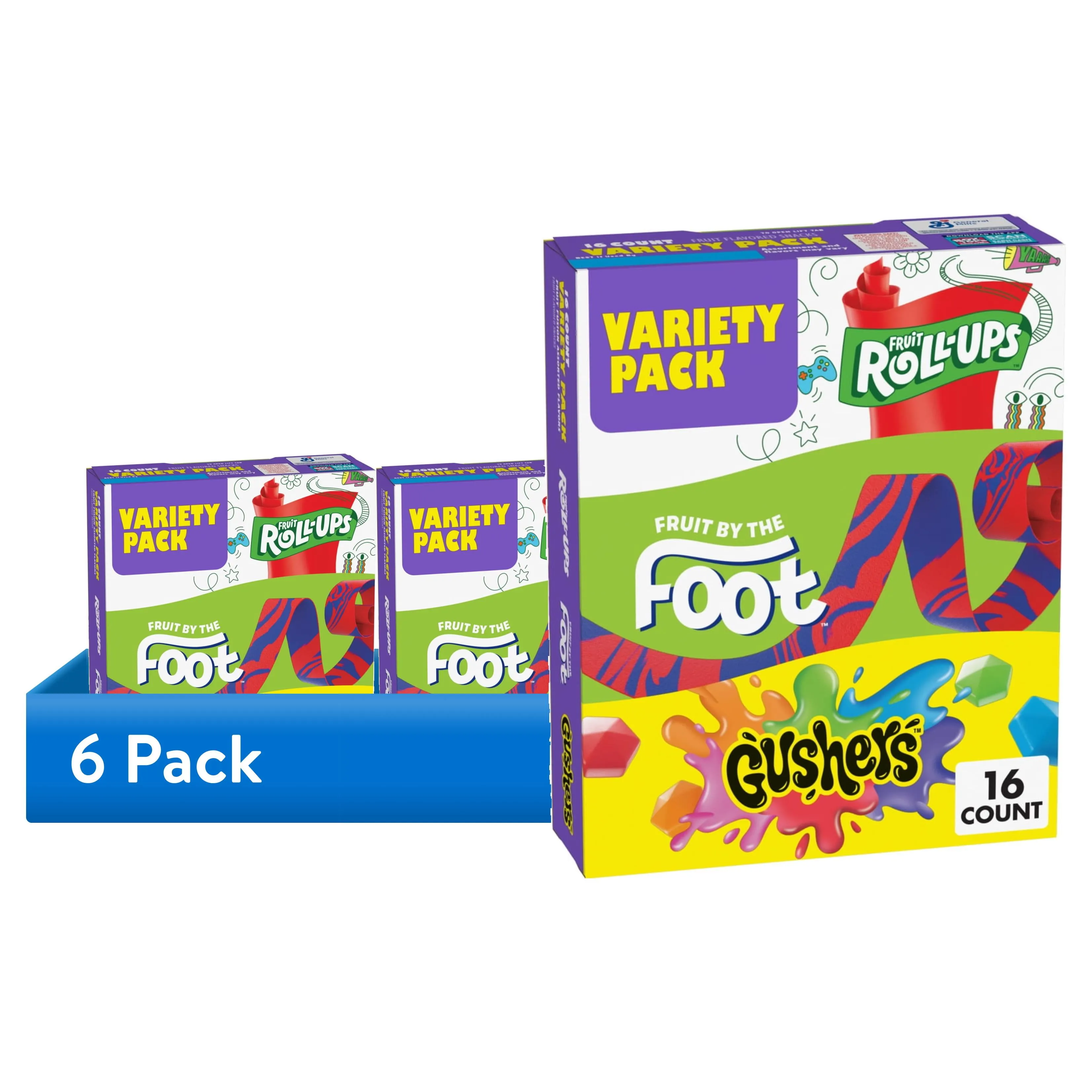6 Pack Fruit Roll Ups Fruit by the Foot Gushers