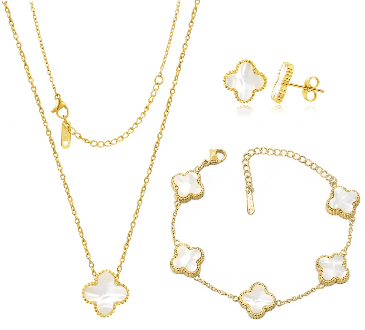 Four Leaf Lucky Clover Jewelry Set Pendant
