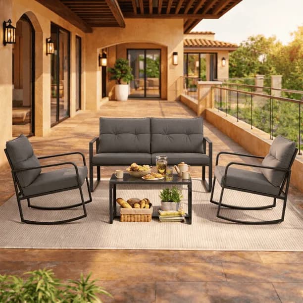 4 Piece All Weather Steel Patio Conversation Set