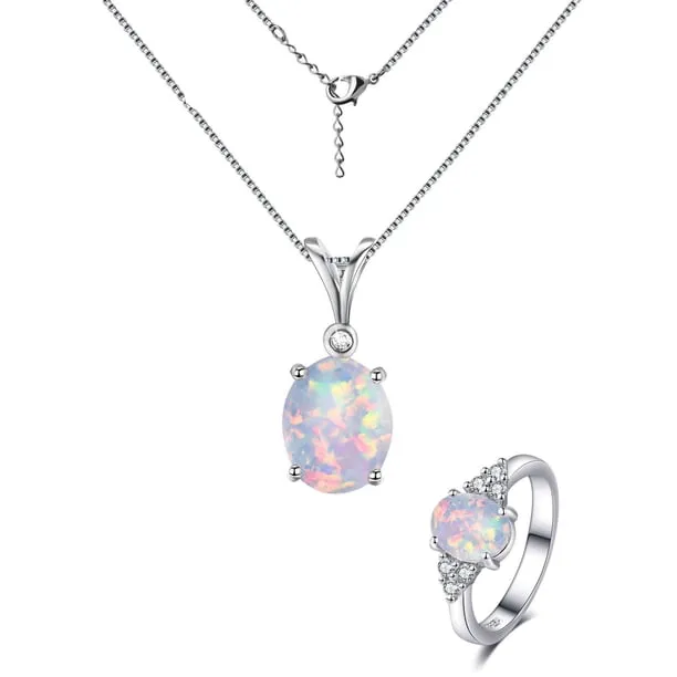 Opal Jewelry Sets for Women Sterling Silver