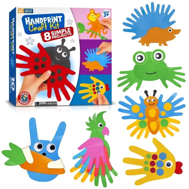 Learn & Climb Arts and Craft Kit for Toddlers Ages 3-5, Crafts for Kids Art Set to Create 10 Handprint Animal Crafts wit
