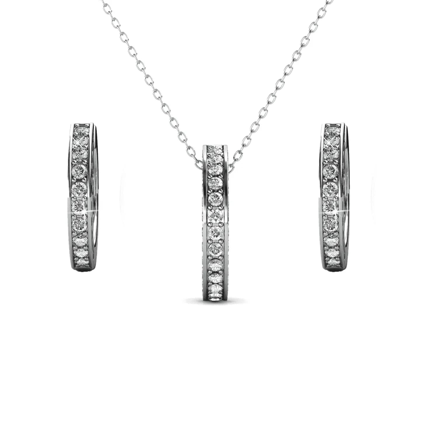 Viviana 18k White Gold Plated Silver Jewelry Set with Swarovski Crystals for Women
