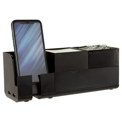 4PC Office Stackable Desk Organizer Black Modular