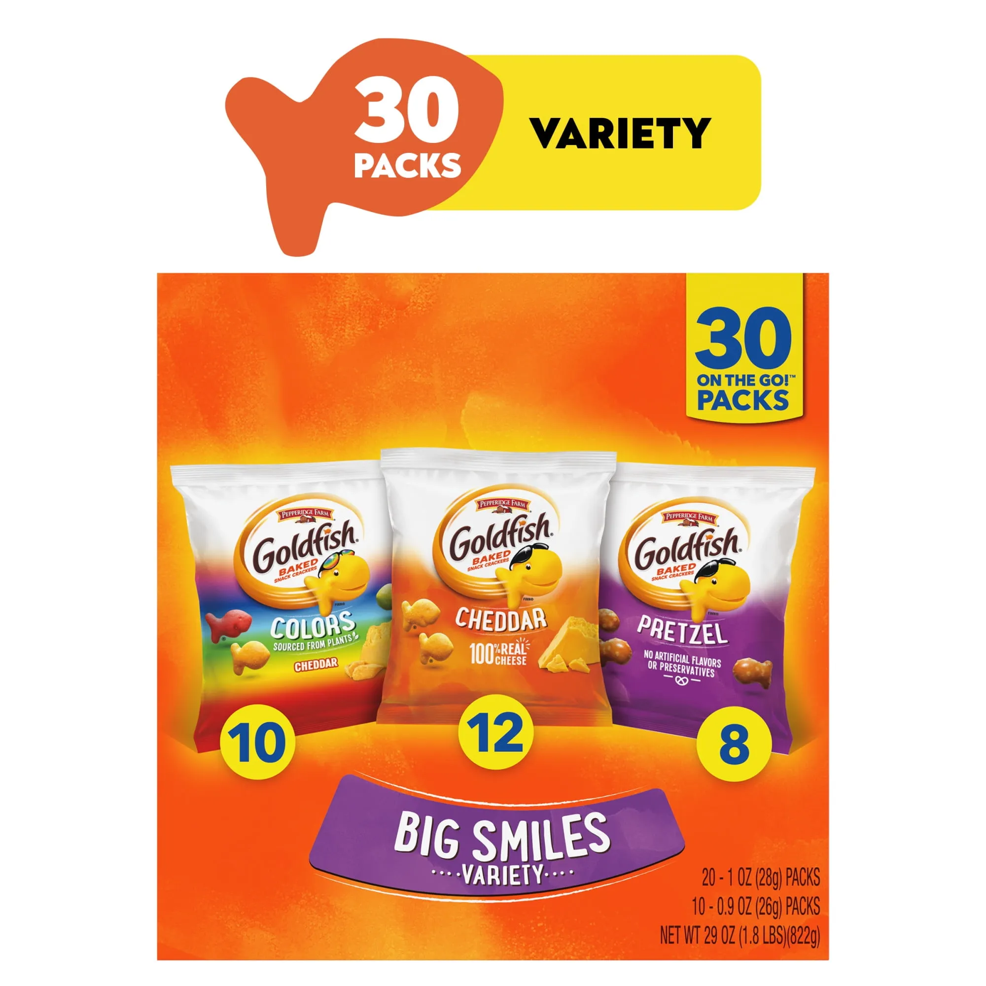 Goldfish Crackers Big Smiles with Cheddar Colors