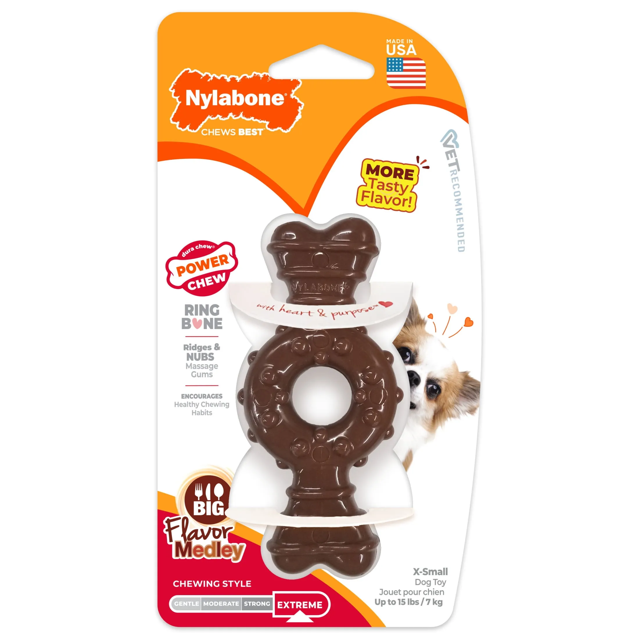 Nylabone Power Chew Ring Bone Dog Toy Dog Chew Toy