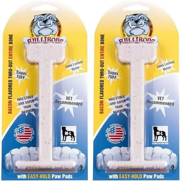 Bullibone Nylon Bone Dog Chew Toy Large Bacon 2