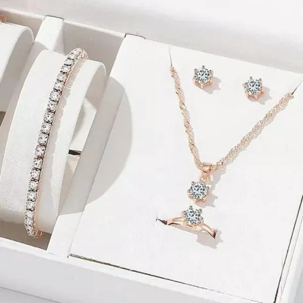 5PCS Elegant Crystal Delicate Jewelry Sets for