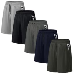 Asudesire 5 Pack Men's Athletic Shorts Mesh - Thumbnail 1