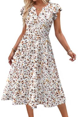 Fantaslook Summer Dresses for Women Ruffle Sleeve - Thumbnail 1