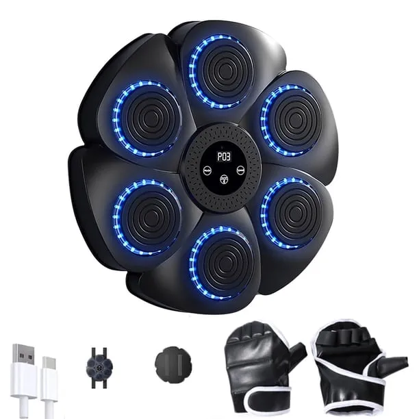 Music Boxing Machine for Kids and Adults,Bluetooth Wall Mounted Punching Pad with Gloves,Rhythm Lights&Two-Player Battle