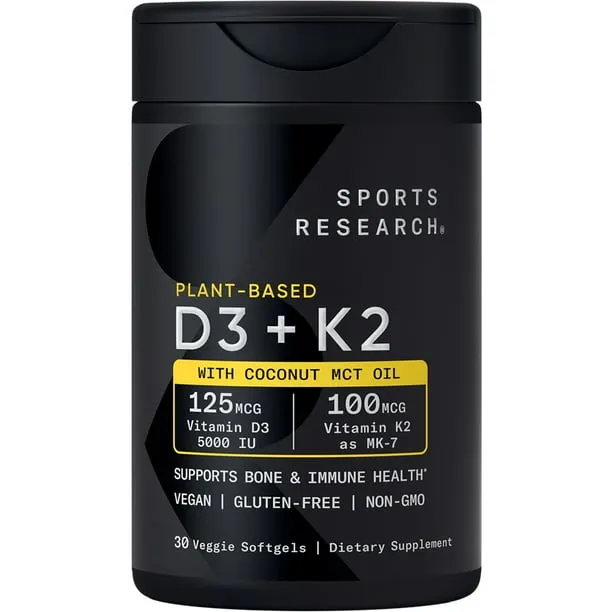 Sports Research Vitamin D3 K2 with 5000IU of Plant