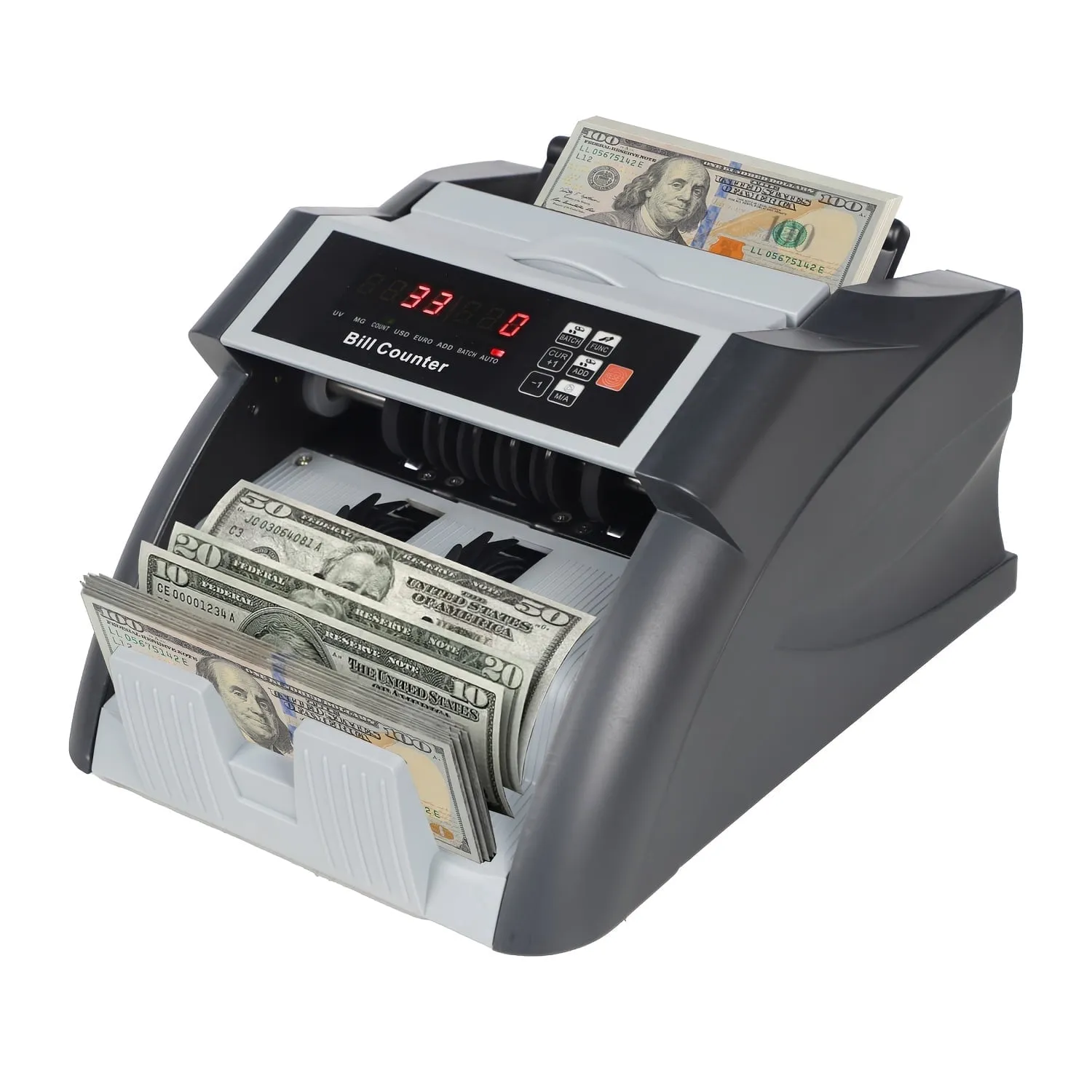 Fitop XR598 Money Counter-Supports USD & EUR, MG/UV Detection Bill Counter, Multiple Counting Modes, Manual/Auto Operati