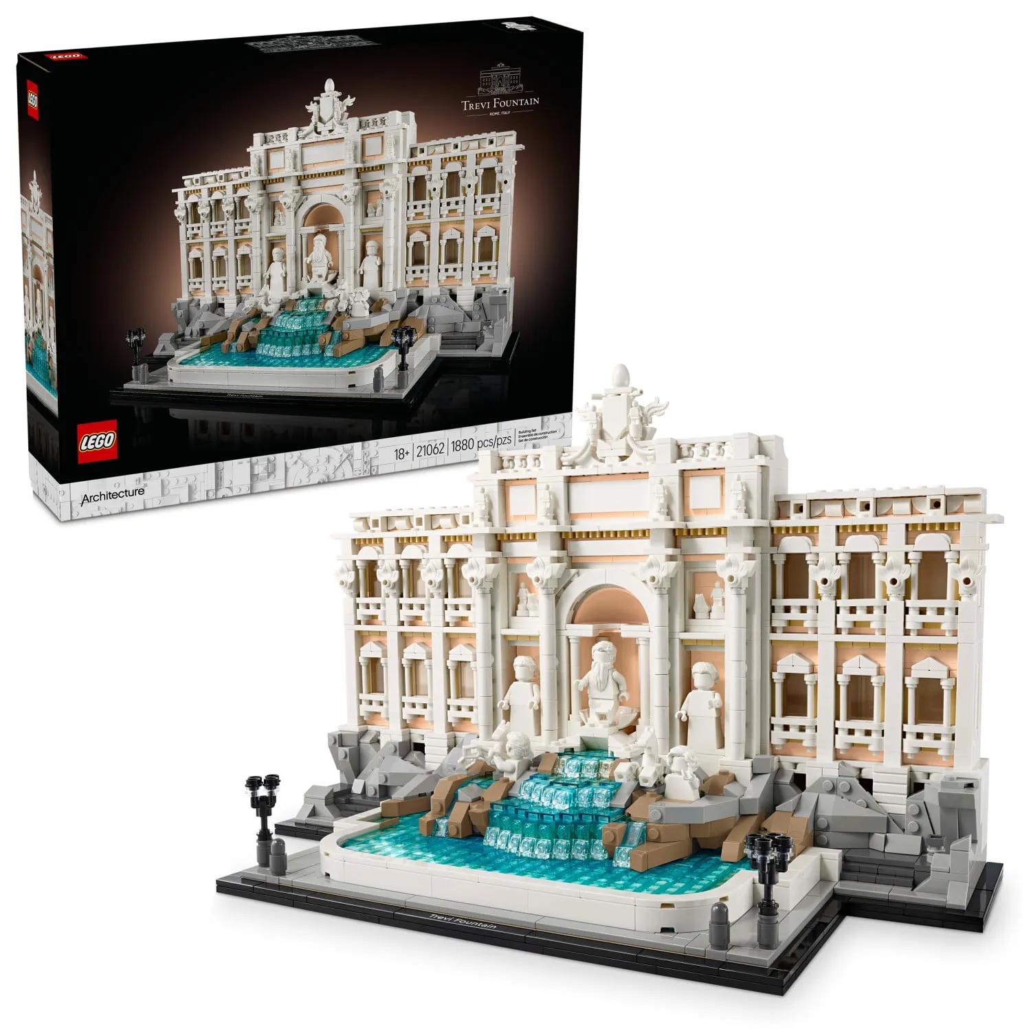 LEGO Architecture Trevi Fountain Building Set - Collectible 3D Puzzle of Italian Landmark Model for Display - DIY Arts