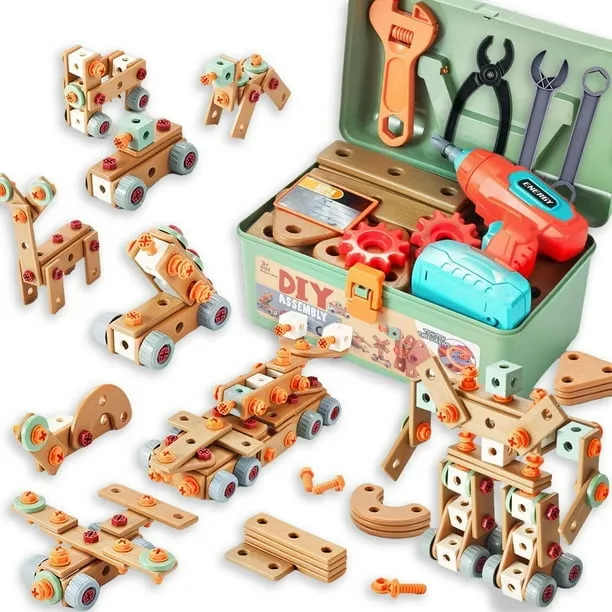 Liegorji 144PCS Kids Construction Tool Set with