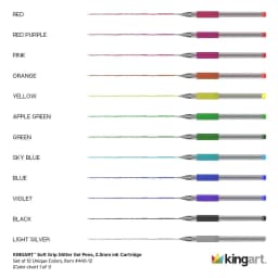 Kingart Glitter Gel Pens Set 12 Vibrant Colors - Thumbnail 3