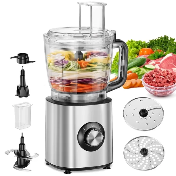 TINANA 6-in-1 Food Processor, 10 Cup 1000W Electric Vegetable Chopper, Multifunctional Slicer, Food Shredder, Dough Mixe