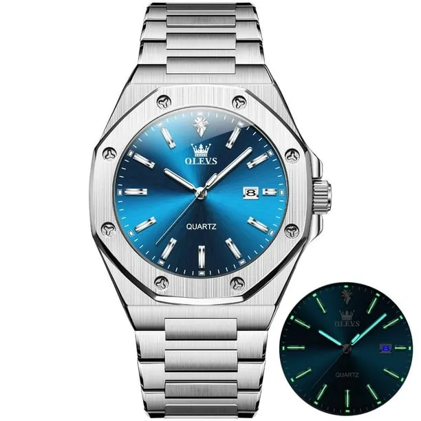 Watch for Men Business Dress Diamond Analog Quartz Date Luxury Classic Casual Stainless Steel Waterproof Luminous Mens
