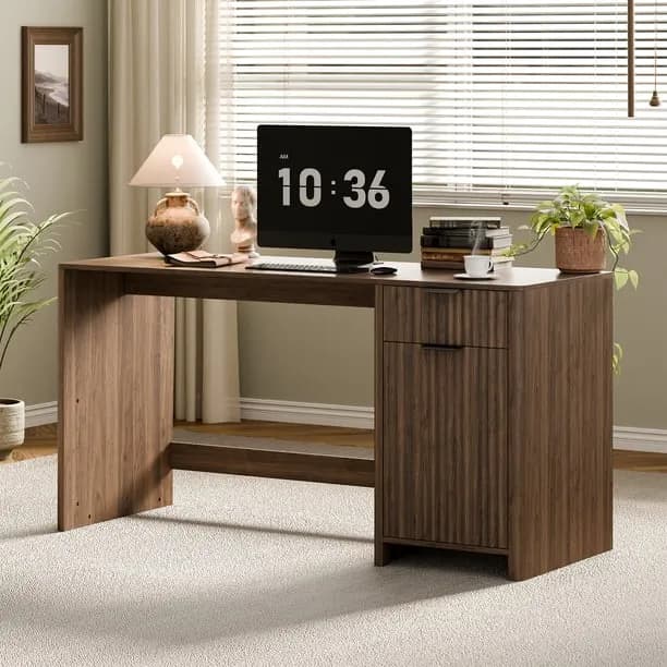 60 Fluted Executive Desk with Storage Modern Home