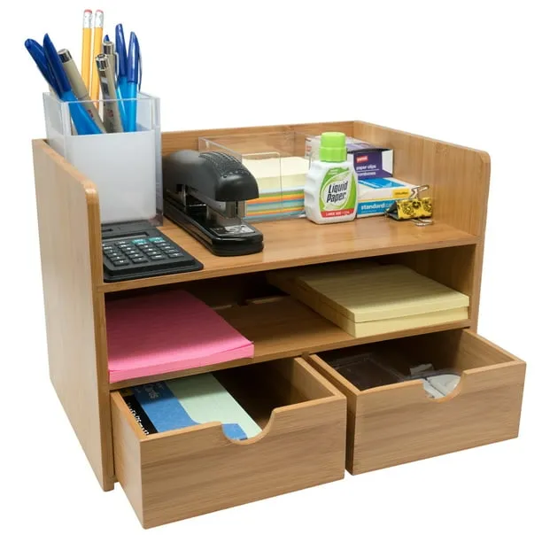 Sorbus New 3 Tier Bamboo Desk Organizer with