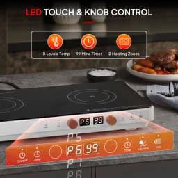 Induction Cooktop 2 Burners 1800W Countertop - Thumbnail 2