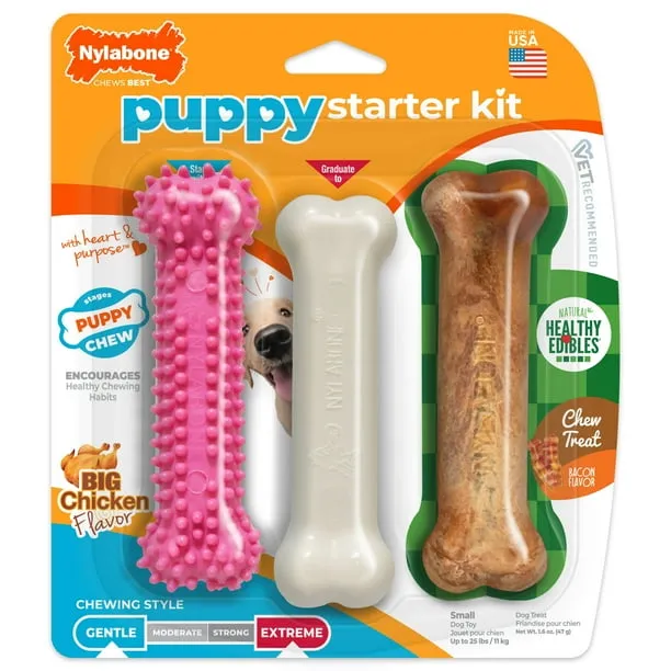 Nylabone Puppy Chew Dog Toy Starter Kit Dog Chew