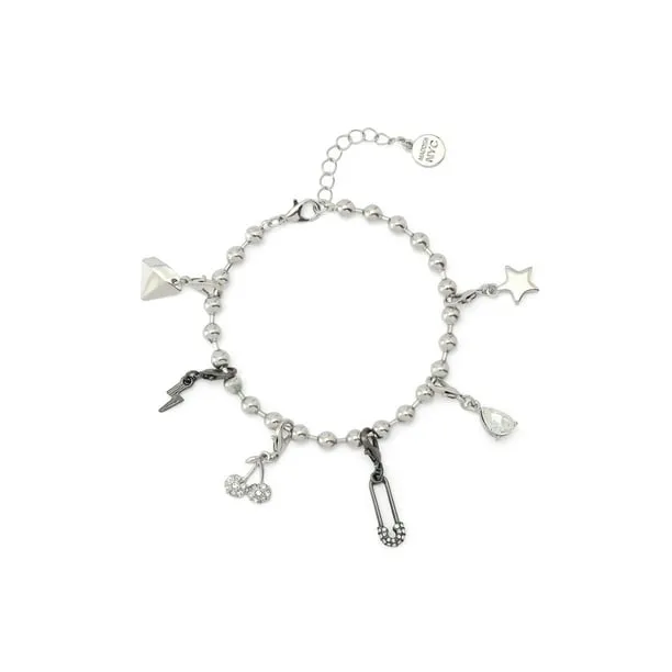 Women's Fashion Rhodium Safety Pin Bracelet and 3