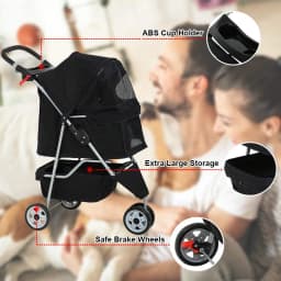 Bestpet Pet Stroller 3 Wheels Travel Folding - Thumbnail 2