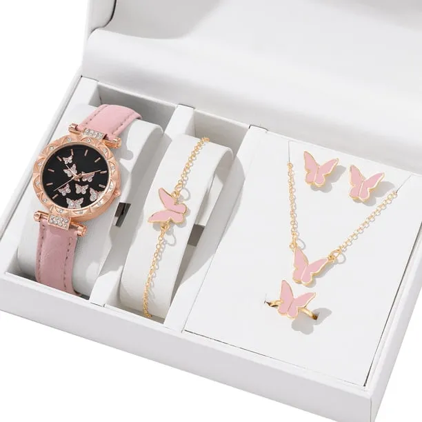 Elegant Butterfly Jewelry Set Women Watch Crystal