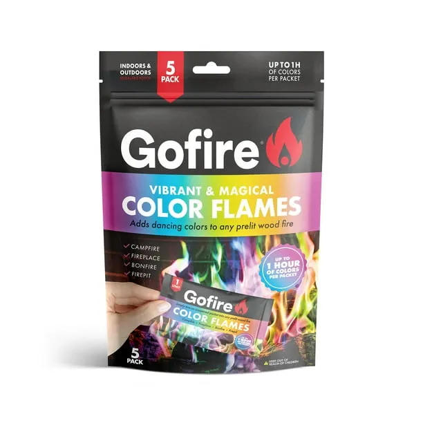 GoFire Northern Lights Color Flames 5 pack, for Campfires and Fireplaces. Features up to 60 Minutes of Magical Changing 