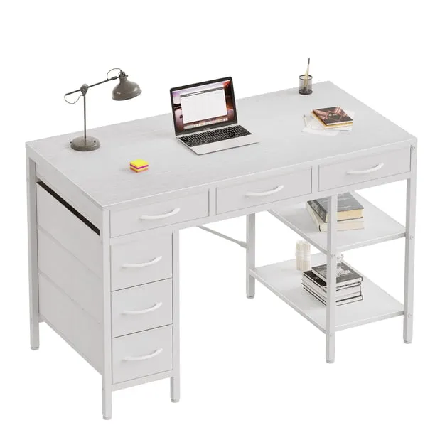 Edx 47 Inch Computer Desk with Fabric Drawers and