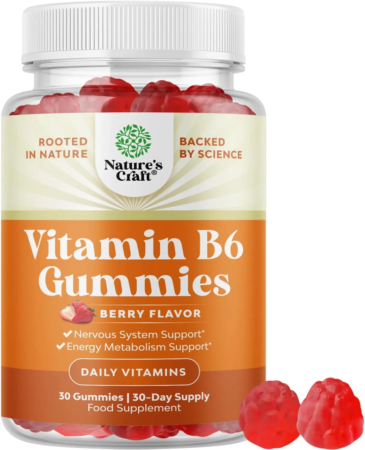 Natures Craft Potent Vitamin B6 Gummies, Daily Vitamins for Adults, 30 Count
