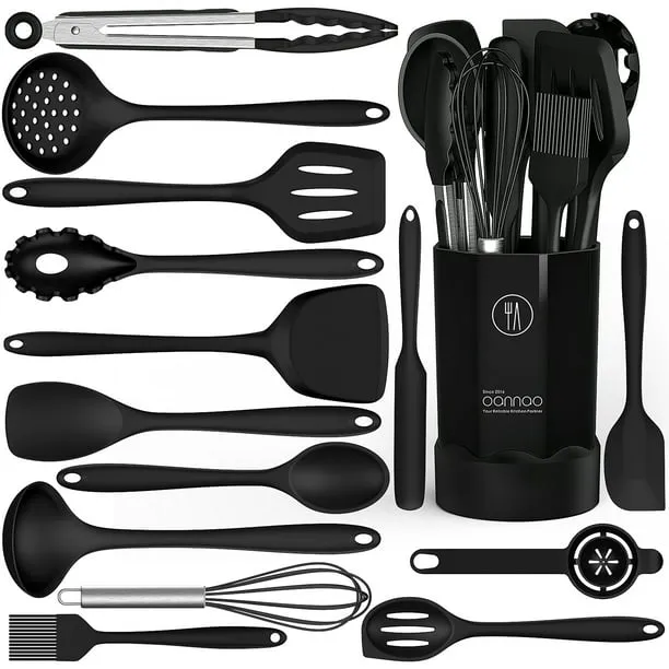 Black Silicone Cooking Utensils Set 446F Heat