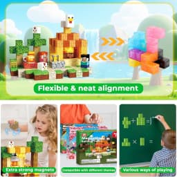 Annexfun 200PCS Magnetic Blocks with Light Up - Thumbnail 6
