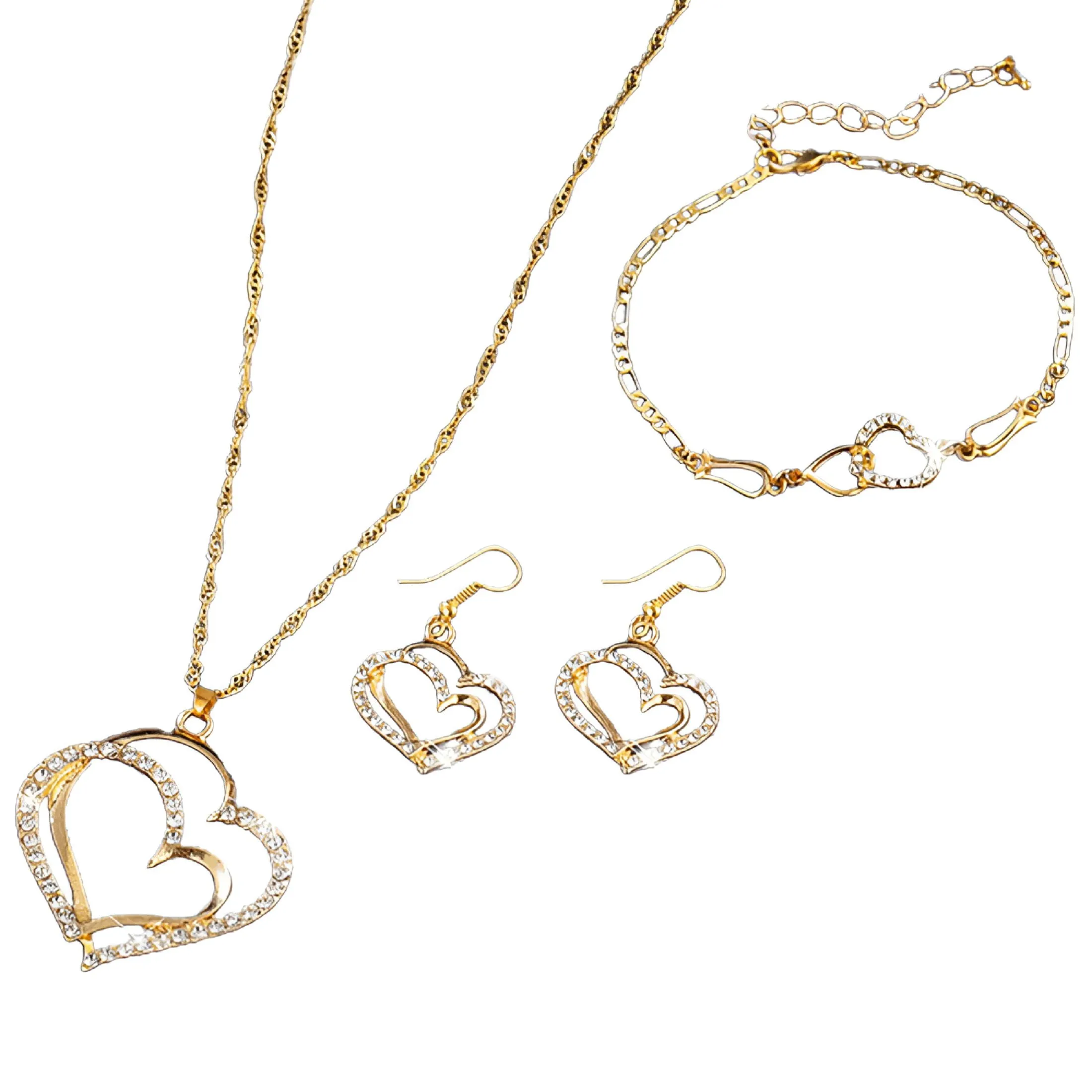 1 Set Women Necklace Bracelet Earrings Hollow Out