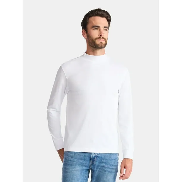 Men's Mock Neck Pullover with Long Sleeves Sizes S