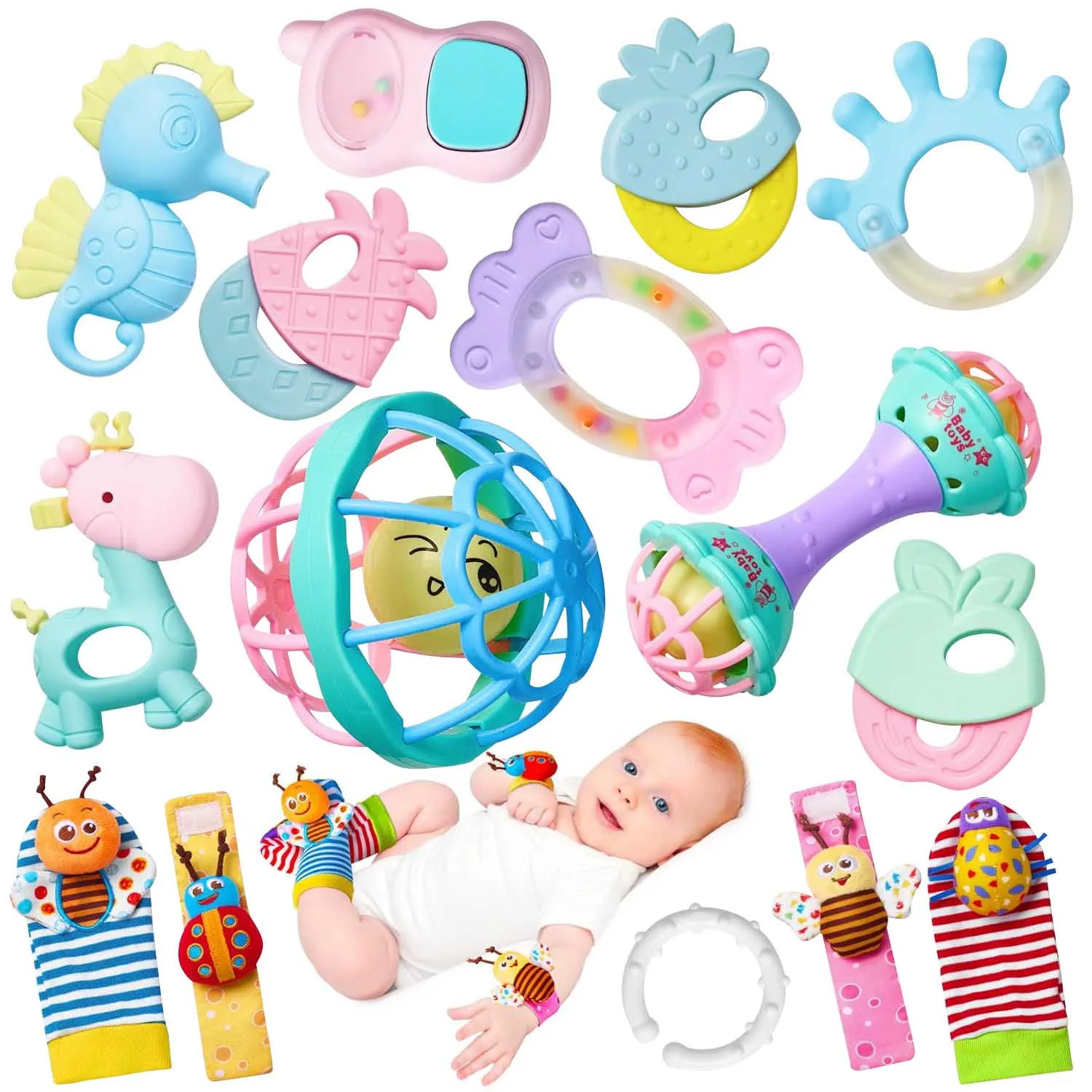15PCS Baby Rattles Toys for 6 12 Months Infant