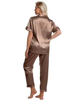 Dakimoe Silk Satin Pajamas Set for Women Two Piece - Thumbnail 5