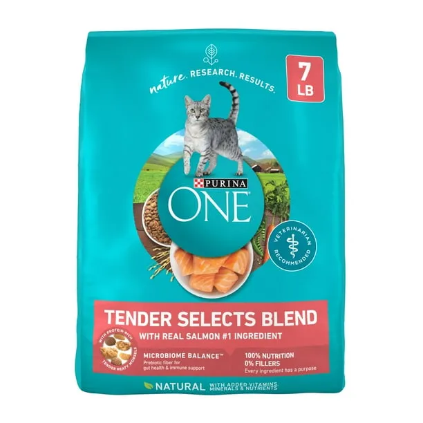Purina ONE Tender Select Blends Dry Cat Food, Salmon, 7 lb Bag
